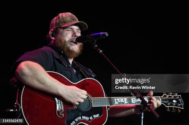 Luke Combs performs onstage during the 2019 Stagecoach Festival at Empire Polo Field on April 27, 2019 in Indio, California.