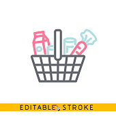 Groceries Icon. Easy editable stroke line vector.