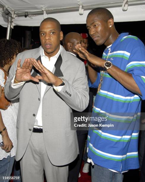 Jay-Z and Jamal Crawford during Jay-Z's Concert at Radio City Music Hall Afterparty Arrivals - June 25, 2006 at The Rainbow Room in New York City,...