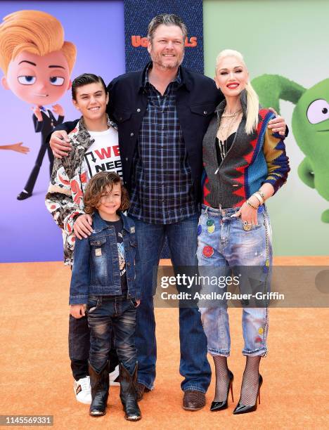 Kingston Rossdale, Apollo Bowie Flynn Rossdale, Blake Shelton, and Gwen Stefani attend STX Films World Premiere of "UglyDolls" at Regal Cinemas L.A....