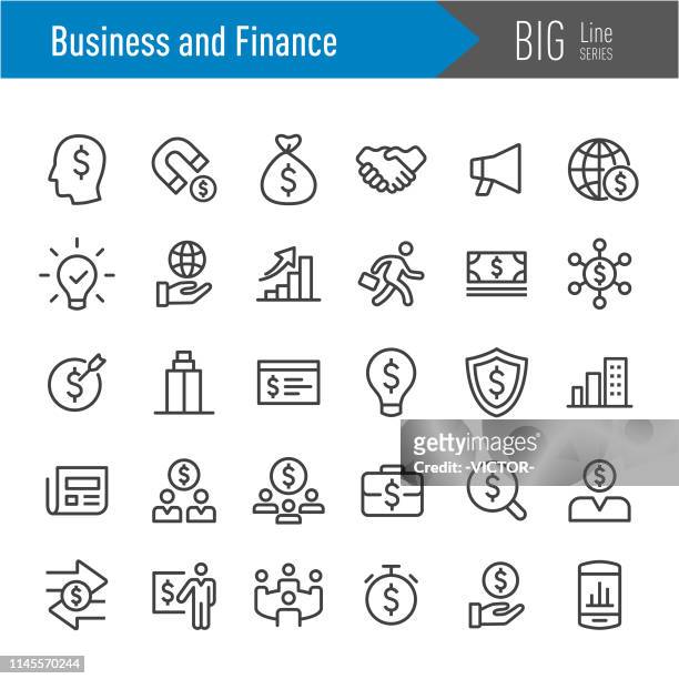 business and finance icon - big line series - bank manager stock illustrations