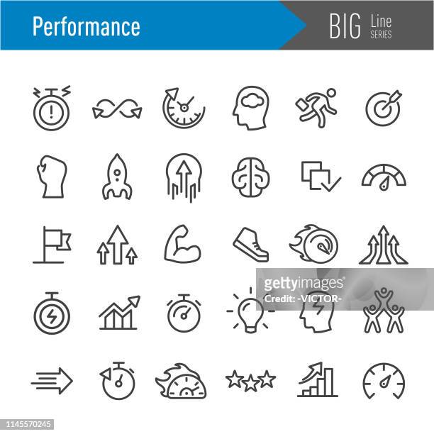 performance icons - big line series - strength icon stock illustrations