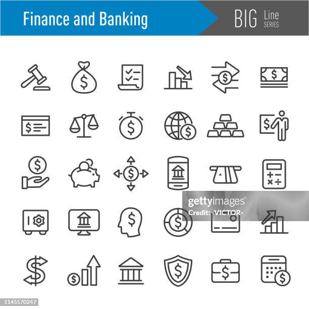 finance and banking icons - big line series - stopwatch hand stock illustrations