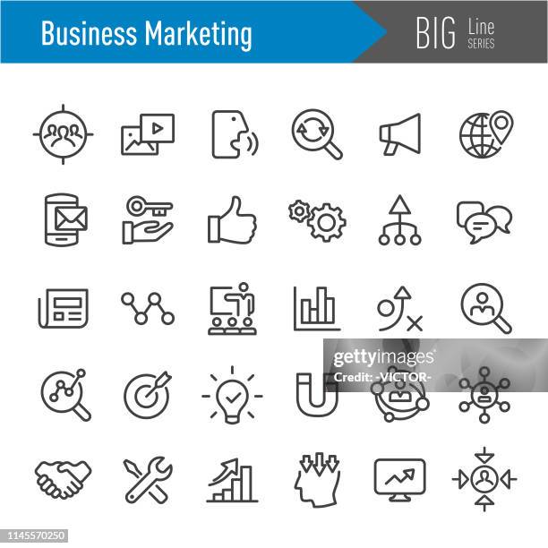 business marketing icons - big line series - aiming stock illustrations