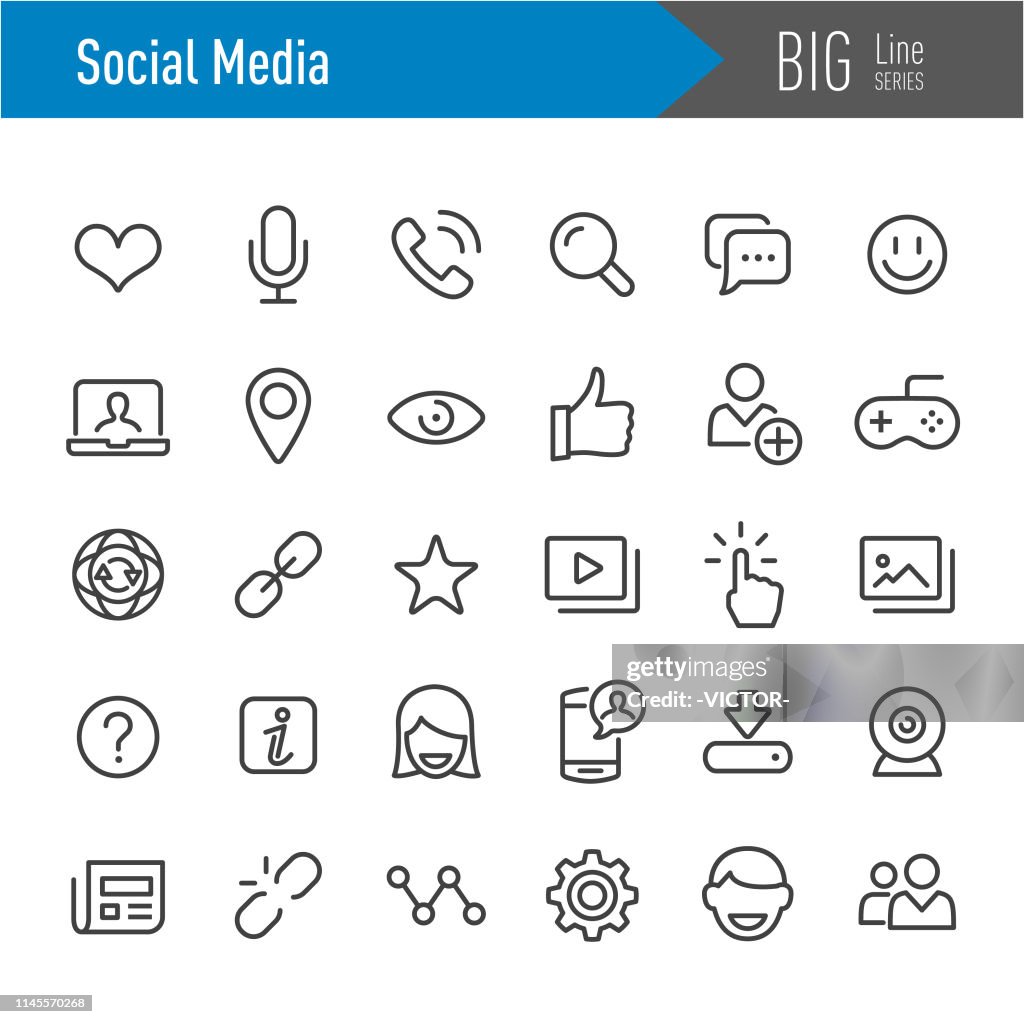 Iconos de redes sociales-serie de la gran línea