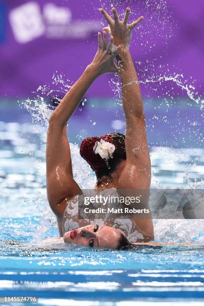 Ona Carbonell and Sara Saldana of Spain compete during the Duet Free Routine Final on day two of the Artistic Swimming Japan Open at Tokyo Tatsumi...