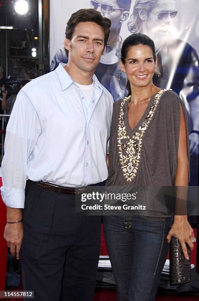 Jason Sehorn and Angie Harmon during "Miami Vice" Los Angeles Premiere - Arrivals at Mann Village in Westwood, California, United States.