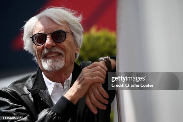 Bernie Ecclestone, Chairman Emeritus of the Formula One Group, looks on in the Paddock before the F1 Grand Prix of Azerbaijan at Baku City Circuit on...