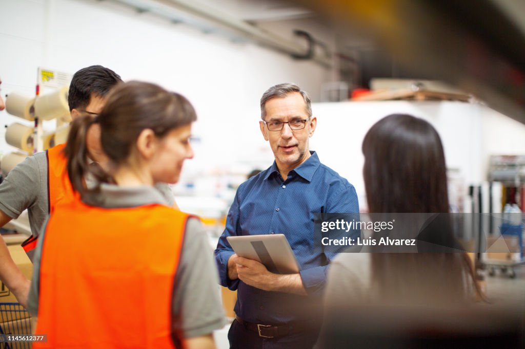 Warehouse team meeting