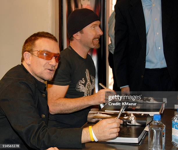 Bono and The Edge of U2 during U2 Book Signing for "U2 by U2" - September 26, 2006 at Barnes & Noble Booksellers in New York City, New York, United...