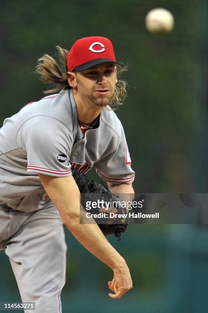 Starting pitcher Bronson Arroyo of the Cincinnati Reds delivers a pitch during the game against the Philadelphia Phillies at Citizens Bank Park on...