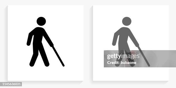 blind black and white square icon - blind stock illustrations