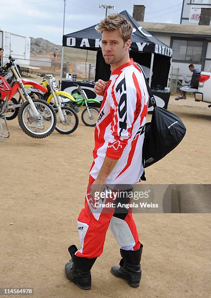 Actor Shaun Sipos attends Oakley's Learn To Ride Motocross event at Starwest MX Track on May 23, 2011 in Lake Perris, California.