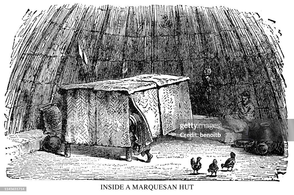 Inside a Marquesan Hut