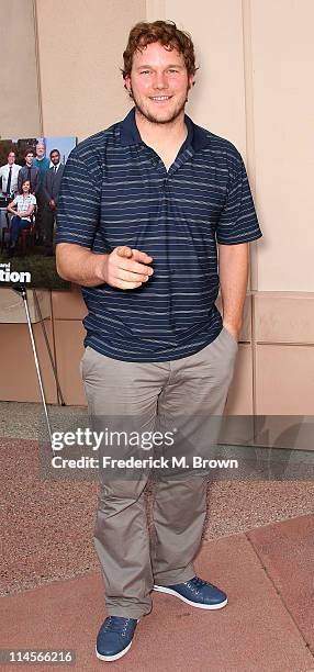 Actor Chris Pratt attends the Emmy Screening for NBC's "Parks and Recreation" at the Leonard H. Goldenson Theatre on May 23, 2011 in North Hollywood,...