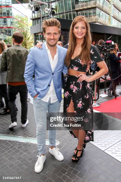 German actor Joern Schloenvoigt and Princess Xenia von Sachsen attend the Mazda Spring Cocktail at Sony Centre on May 23, 2019 in Berlin, Germany.