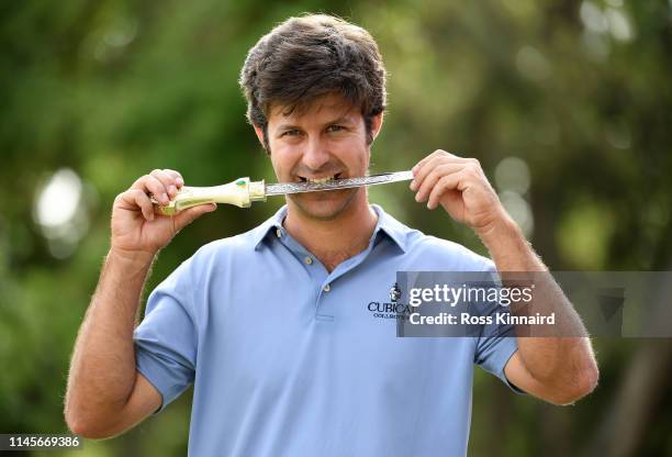 Jorge Campillo of Spain with the winners trophy after the final round of the Trophee Hassan II at Royal Golf Dar Es-Salam on April 28, 2019 in Rabat,...