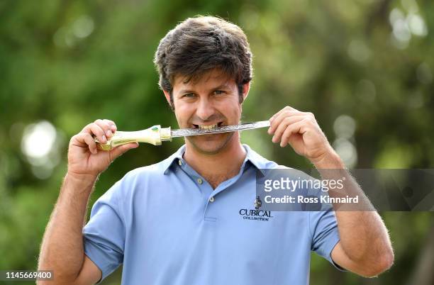 Jorge Campillo of Spain with the winners trophy after the final round of the Trophee Hassan II at Royal Golf Dar Es-Salam on April 28, 2019 in Rabat,...
