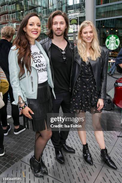 German singer Jasmin Wagner, singer Gil Ofarim and model Larissa Marolt attend the Mazda Spring Cocktail at Sony Centre on May 23, 2019 in Berlin,...