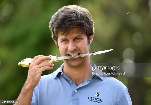 Jorge Campillo of Spain with the winners trophy after the final round of the Trophee Hassan II at Royal Golf Dar Es-Salam on April 28, 2019 in Rabat,...