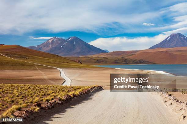 laguna miscanti located in atacama desert at 4,140m altitude, chile, january 19, 2018 - antofagasta region stock-fotos und bilder