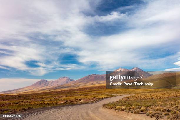 road to lagunas miscanti y miñiques located in atacama desert at 4,140m altitude, chile, january 19, 2018 - antofagasta region stock-fotos und bilder