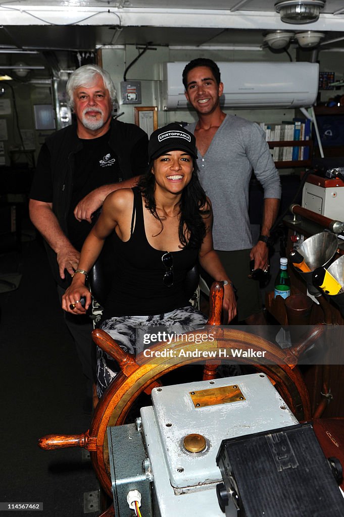 The 64th Annual Cannes Film Festival - Michelle Rodriguez, Mohammed Al Turki And Hamza Talhouni Visit The The Sea Shepard's Steve Irwin Vessel