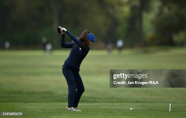 Francesca Fiorellini of Italy in action during the final round of the R&A Girls U16 Amateur Championship at Fulford Golf Club on April 28, 2019 in...