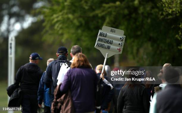 General view as the crowds follow the final group during the final round of the R&A Girls U16 Amateur Championship at Fulford Golf Club on April 28,...