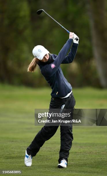 Carmen Griffiths of Aboyne in action during the final round of the R&A Girls U16 Amateur Championship at Fulford Golf Club on April 28, 2019 in York,...