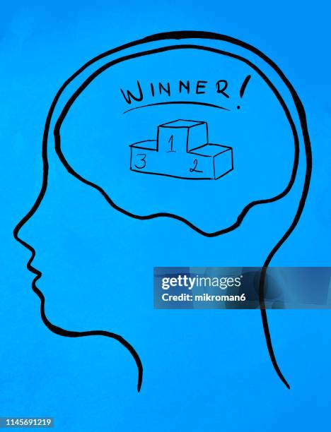 concept art of thoughts inside someones head. a podium winning - first light awards inside stock pictures, royalty-free photos & images