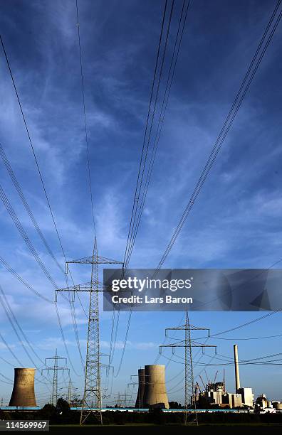 Power lines lead away from the Kraftwerk Westfallen coal-burning power plant on May 23, 2011 in Hamm, Germany. The plant, operated by German...