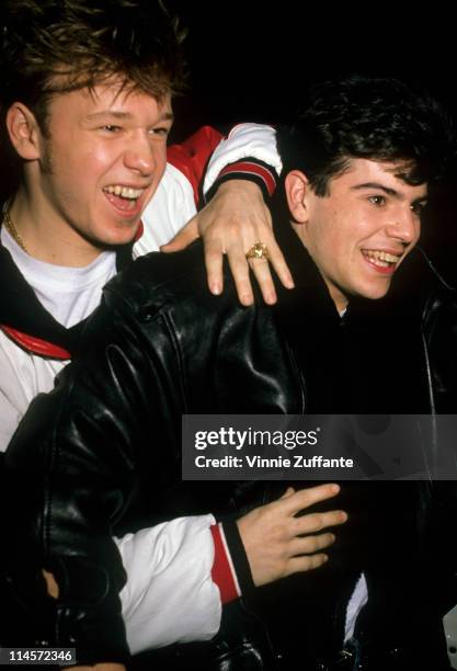 Donnie Wahlberg and Jordan Knight of New Kids On The Block, circa 1990.