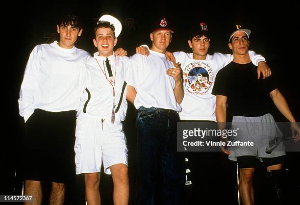 New Kids On The Block : Jonathan Knight, Joey McIntyre, Donnie Wahlberg, Jordan Knight and Danny Wood, circa 1990.