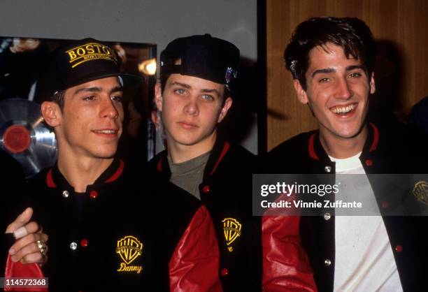 New Kids On The Block : Danny Wood, Joey McIntyre and Jonathan Knight, circa 1988.