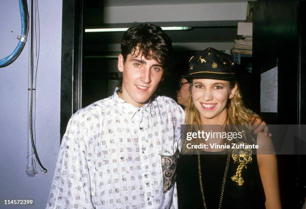 Jonathan Knight of New Kids On The Block with singer Debbie Gibson, circa 1989.