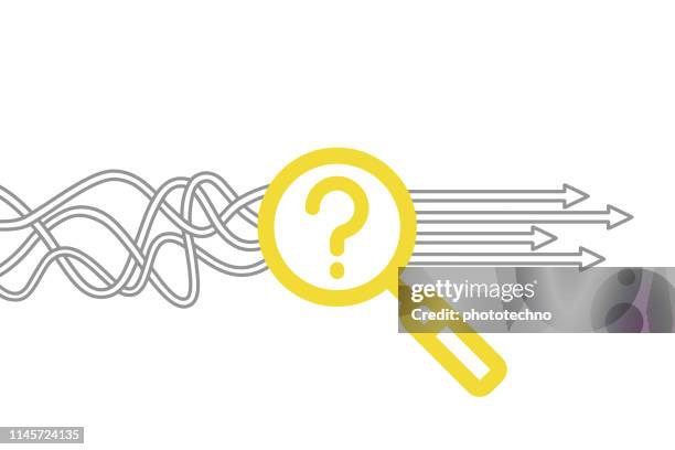 solution concept with magnifying glass - stability control stock illustrations