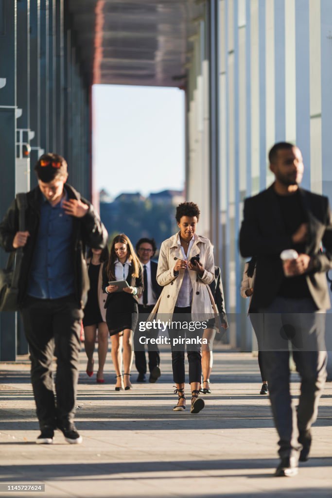 Busy people on the move