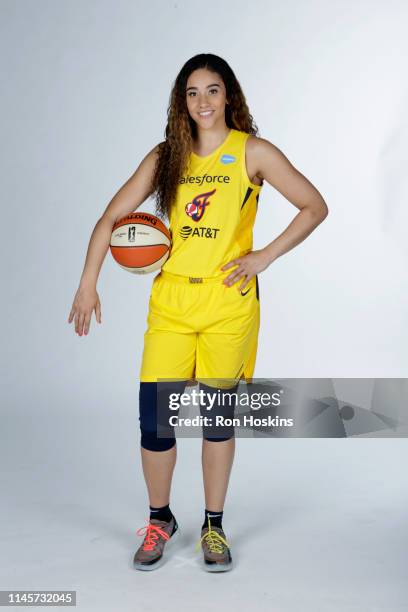 Natalie Achonwa of the Indiana Fever poses for a portrait during the WNBA Media Day at Bankers Life Fieldhouse on May 20, 2019 in Indianapolis,...