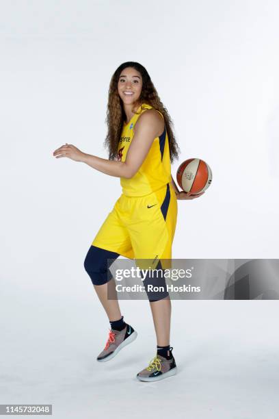 Natalie Achonwa of the Indiana Fever poses for a portrait during the WNBA Media Day at Bankers Life Fieldhouse on May 20, 2019 in Indianapolis,...