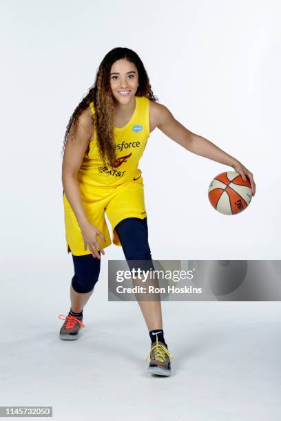 Natalie Achonwa of the Indiana Fever poses for a portrait during the WNBA Media Day at Bankers Life Fieldhouse on May 20, 2019 in Indianapolis,...