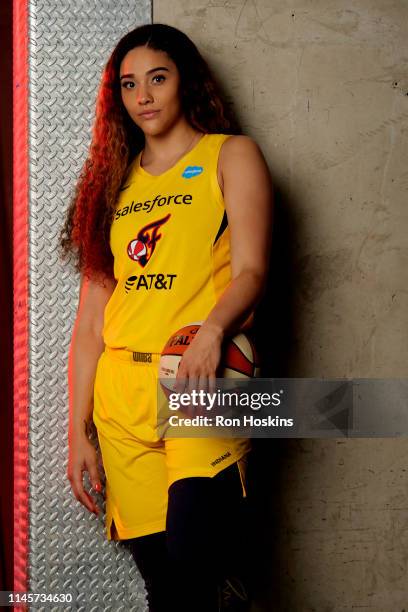 Natalie Achonwa of the Indiana Fever poses for a portrait during the WNBA Media Day at Bankers Life Fieldhouse on May 20, 2019 in Indianapolis,...