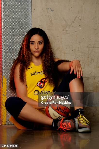 Natalie Achonwa of the Indiana Fever poses for a portrait during the WNBA Media Day at Bankers Life Fieldhouse on May 20, 2019 in Indianapolis,...