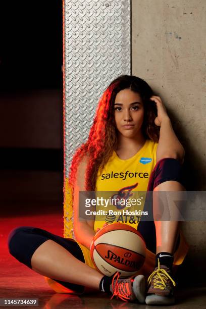 Natalie Achonwa of the Indiana Fever poses for a portrait during the WNBA Media Day at Bankers Life Fieldhouse on May 20, 2019 in Indianapolis,...
