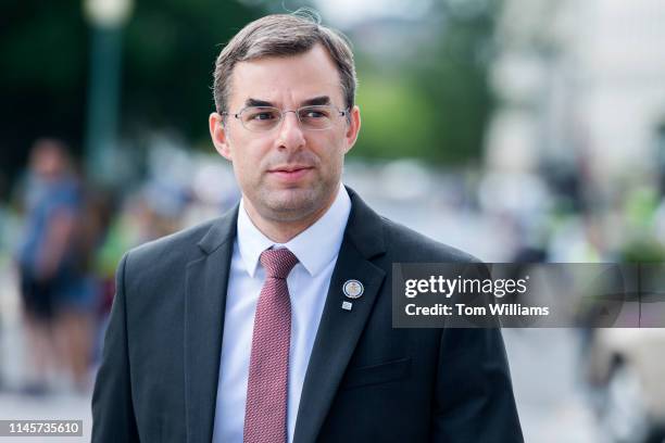 Rep. Justin Amash, R-Mich., makes his way to the Capitol for the last votes of the week on Thursday, May 23, 2019.