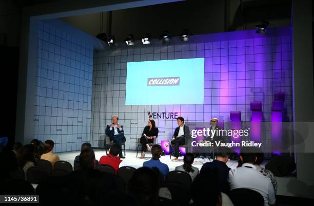 Toronto , Canada - 23 May 2019; Terry Tamminen, CEO, Leonardo DiCaprio Foundation, left, Liesel Pritzker Simmons, Co-Founder, Blue Haven Initiative,...