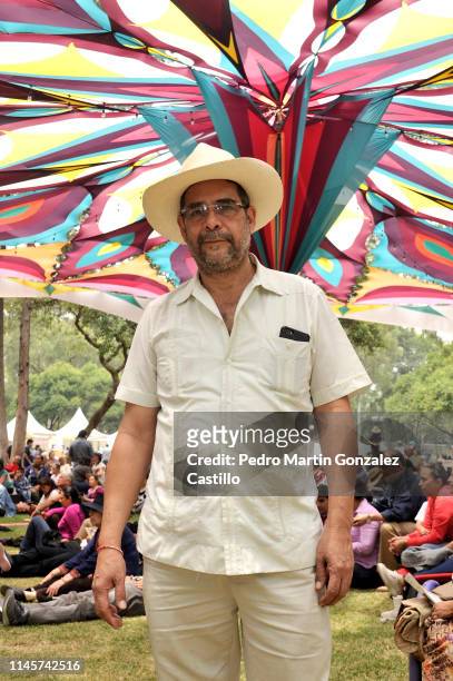 Gilberto Gutiérrez Silva of the music group Mono Blanco poses during the 7th Son Jarocho Encounter - "Fiesta de las Jaranas y las Tarimas" at the...