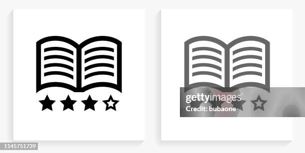 book rating black and white square icon - reading reviews stock illustrations