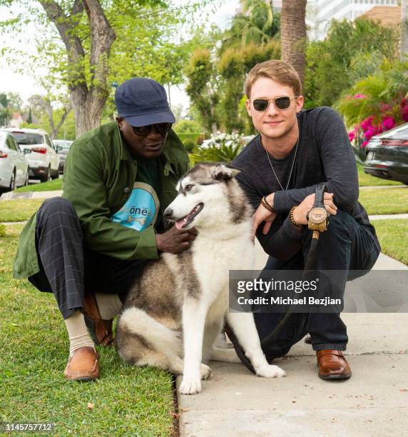 John Glanton, founder of Kronez Artisan Pet Products and Lou Wegner with Luna the Husky and Kronez Artisan Pet Products at Kids Against Animal...