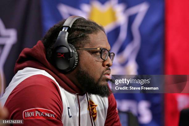 Savage of Cavs Legion Gaming Club looks on during Week 5 of the NBA 2K League regular season on May 15, 2019 at the NBA 2K Studio in Long Island...